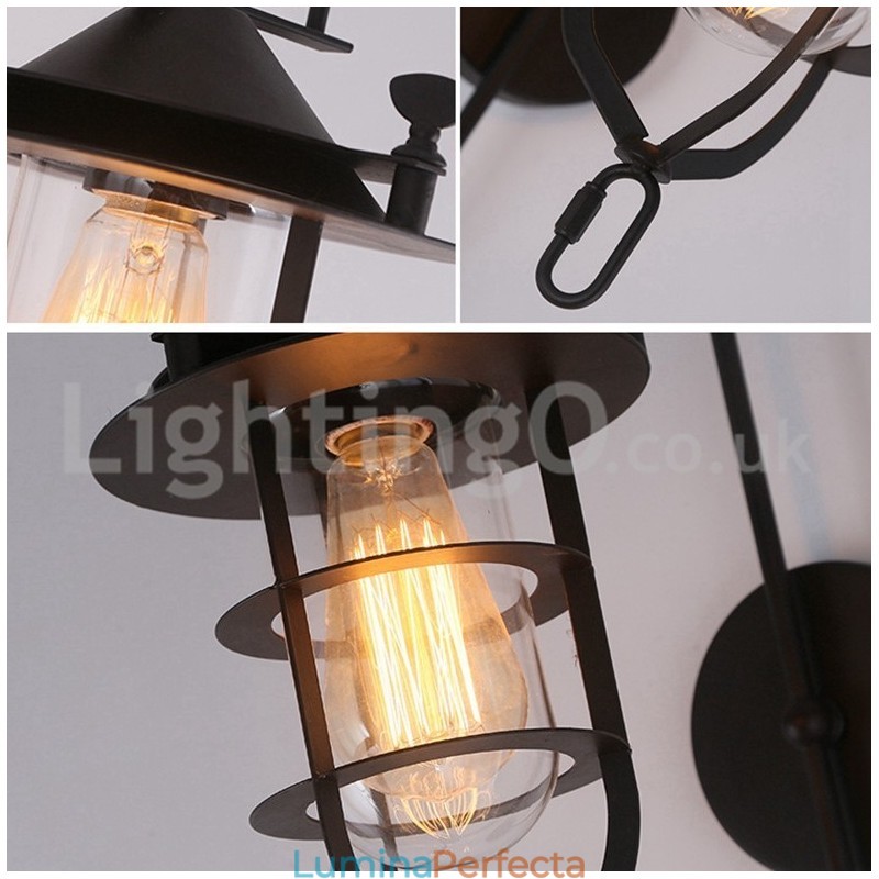 Lampă de perete retro Dock Applique de perete Black Wharf Dock Sconce Restaurant Living Cafe Bar Magazin de îmbrăcăminte