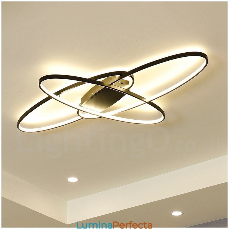 Plafoniera ovală, modernă, contemporană, din aluminiu, care poate fi reglată, lampă cu montare întinsă pentru camera de zi, dormitor, poate fi folosită și ca lampă de perete
