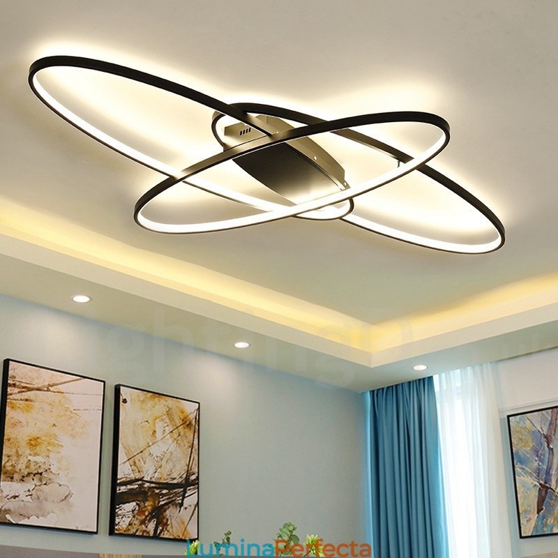 Plafoniera ovală, modernă, contemporană, din aluminiu, care poate fi reglată, lampă cu montare întinsă pentru camera de zi, dormitor, poate fi folosită și ca lampă de perete