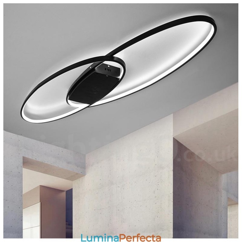 Plafoniera ovală, modernă, contemporană, din aluminiu, care poate fi reglată, lampă cu montare întinsă pentru camera de zi, dormitor, poate fi folosită și ca lampă de perete