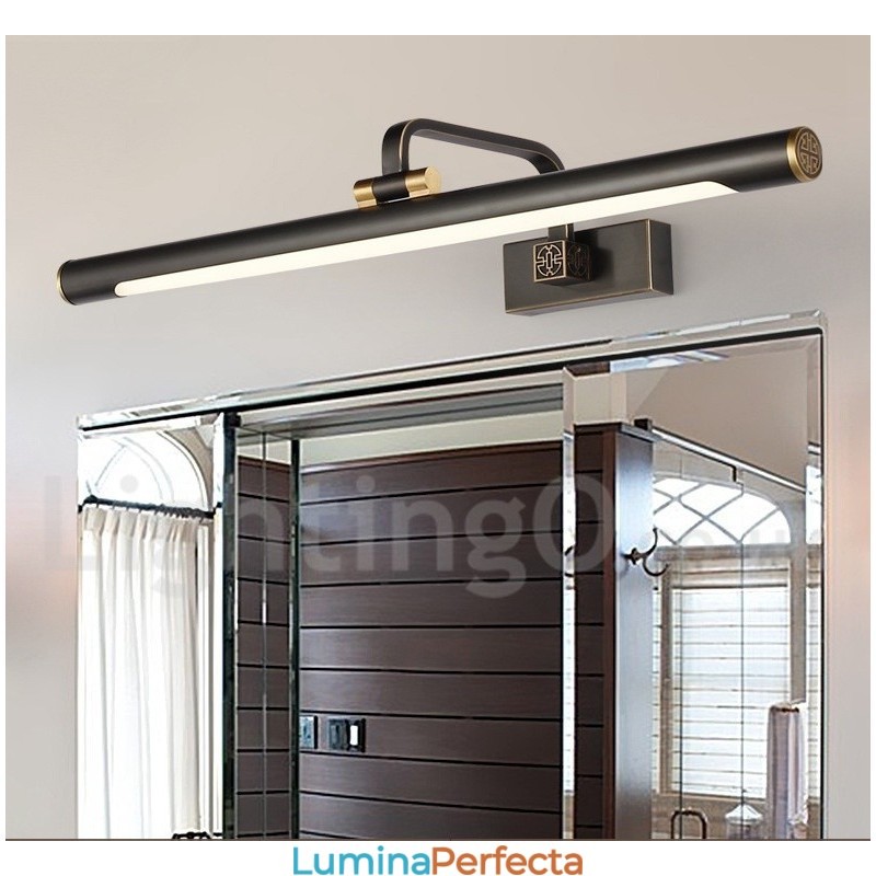 Lampă IPMirror Lumini pentru baie Aplice de perete din alamă pură cu umbră acrilică Iluminare de machiaj