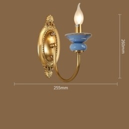 100% alamă pură, lux, rustic, retro, epocă, alamă, ceramică, 1 lumânare, lumină de perete specială pentru hotel, birou, showroom, living, sufragerie