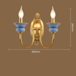 100% alamă pură, lux, rustic, retro, epocă, alamă, ceramică, 2 lumini, lumânări, aplic special pentru hotel, birou, showroom, sufragerie
