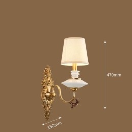 100% alamă pură, lux, rustic, retro, epocă, alamă, ceramică, 1 lumină, lumânare, cu abajur din material, special pentru hotel, birou, showroom, living, sufragerie