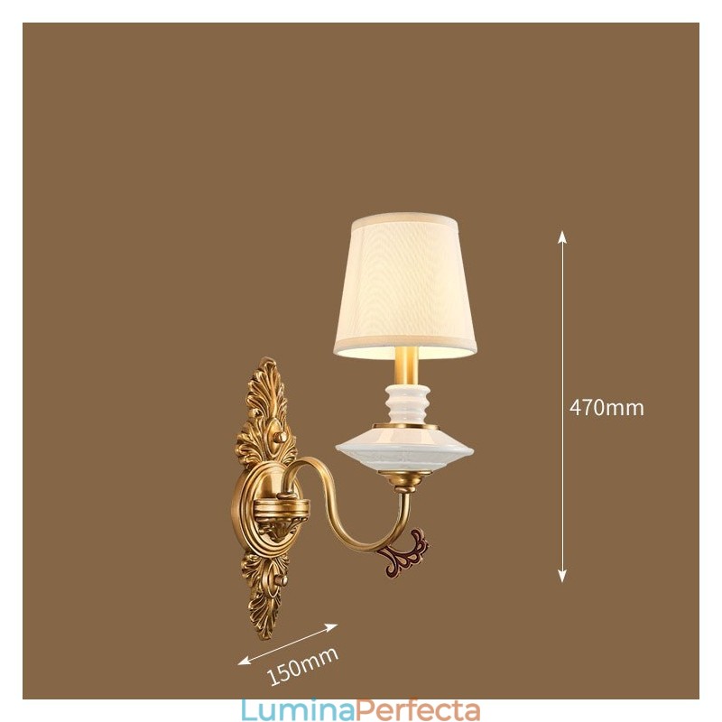 100% alamă pură, lux, rustic, retro, epocă, alamă, ceramică, 1 lumină, lumânare, cu abajur din material, special pentru hotel, birou, showroom, living, sufragerie