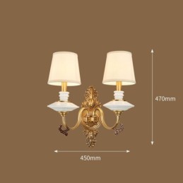 100% alamă pură, lux, rustic, retro, epocă, alamă, ceramică, 2 lumini, lumânări, cu nuanțe de țesătură, special pentru hotel, birou, showroom, living, sufragerie
