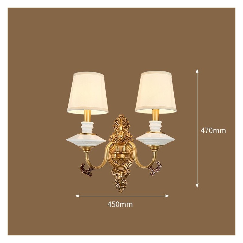 100% alamă pură, lux, rustic, retro, epocă, alamă, ceramică, 2 lumini, lumânări, cu nuanțe de țesătură, special pentru hotel, birou, showroom, living, sufragerie