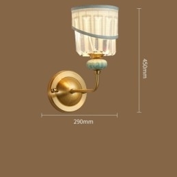 Alamă pură, lux, rustic, retro, epocă, alamă, ceramică, 1 lumină, lumânare, cu țesătură și nuanță de cristal, special pentru birouri de hotel, showroom, sufragerie