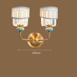 Alamă pură, lux, rustic, retro, epocă, alamă, ceramică, 2 lumini, lumânări, cu nuanțe de material și cristal, special pentru birouri de hotel, showroom, sufragerie, sufragerie