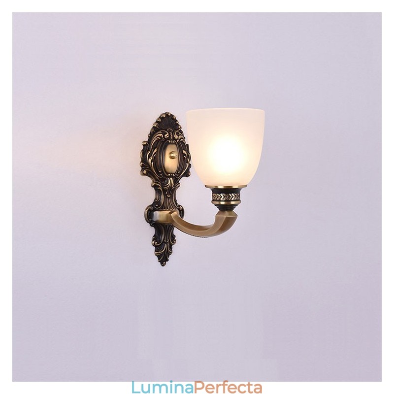 Alamă pură, de lux, rustic, retro, alamă, epocă, 1 lumină, lumânare, cu abajur de sticlă, special pentru hotel, birou, showroom, sufragerie, sufragerie