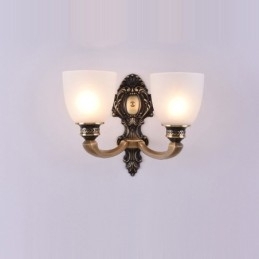 Alamă pură, luxoasă, rustică, retro, alamă, epocă, 2 lumini, lumânări, cu abajururi de sticlă, specială pentru hotel, birou, showroom, living, sufragerie