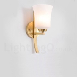 Alamă pură, luxoasă, rustică, retro, alamă, epocă, 1 lumină de perete cu abajur de sticlă, specială pentru hotel, birou, showroom, living, sufragerie