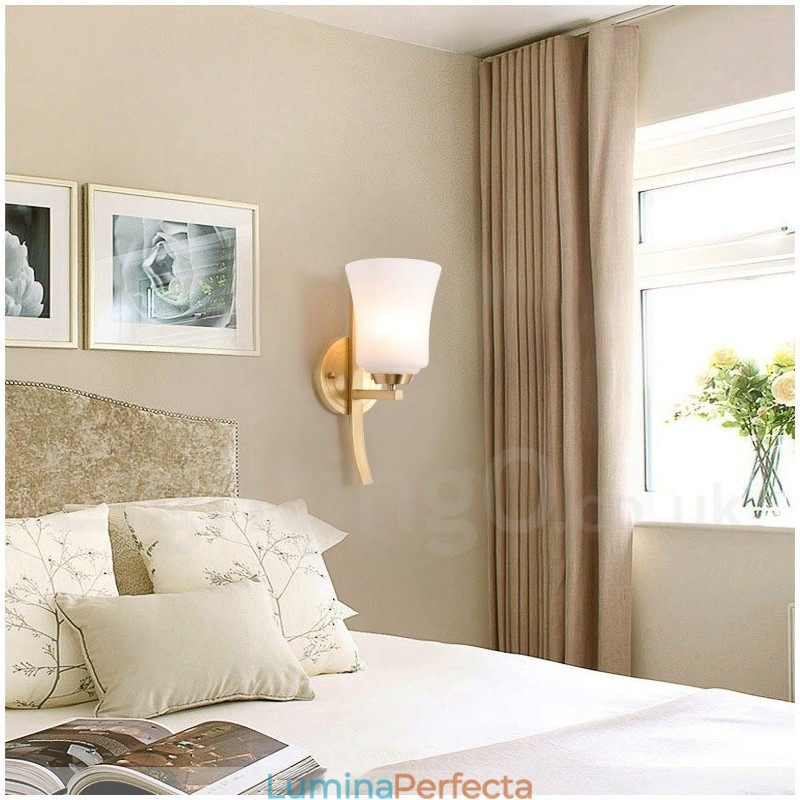 Alamă pură, luxoasă, rustică, retro, alamă, epocă, 1 lumină de perete cu abajur de sticlă, specială pentru hotel, birou, showroom, living, sufragerie
