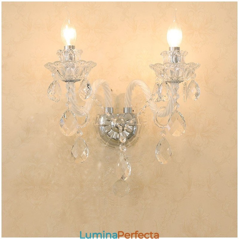 Lumanare de cristal asortata cu 2 lumini Lampa retro din sticla