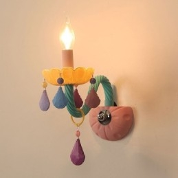 Macaron 1 Lumină Lumânare Multi Cristal Aplic Retro Sticla pentru Camera Copiilor Dormitor Copii
