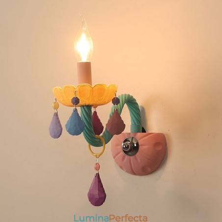 Macaron 1 Lumină Lumânare Multi Cristal Aplic Retro Sticla pentru Camera Copiilor Dormitor Copii Macaron 1 Lumină Lumânare Multi Cristal Aplic Retro Sticla pentru Camera Copiilor Dormitor Copii