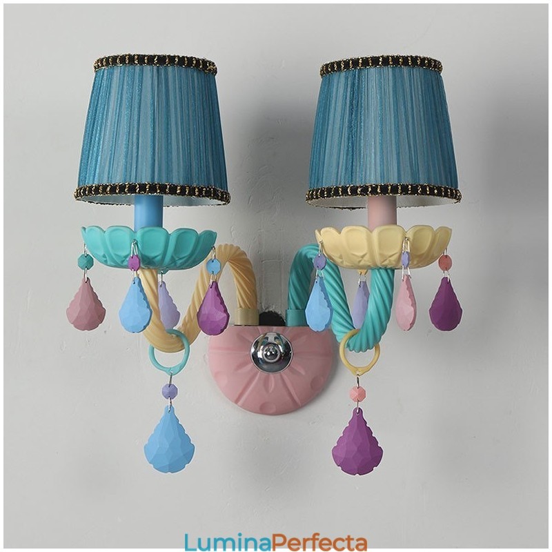 Macaron 2 Lumini Lumanare Multi Cristal Aplique Retro Sticla pentru Camera Copiilor Dormitor Copii