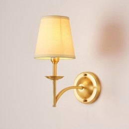 Alamă pură, de lux, rustic, retro, epocă, 1 lumânare, lumină de perete, cu abajur din țesătură, special pentru dormitor de hotel, showroom, sufragerie