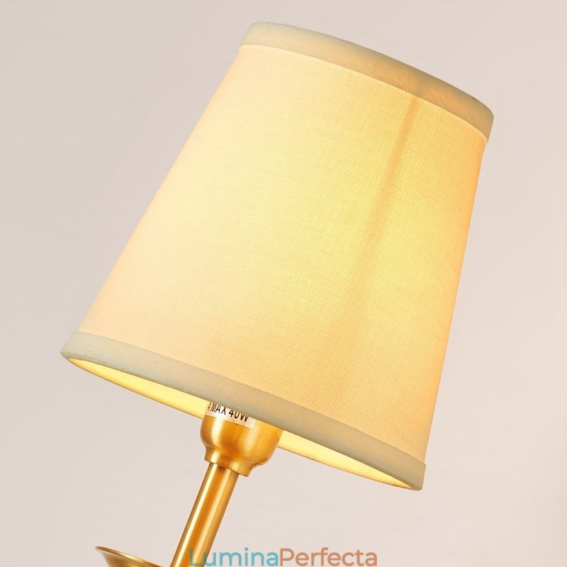 Alamă pură, de lux, rustic, retro, epocă, 1 lumânare, lumină de perete, cu abajur din țesătură, special pentru dormitor de hotel, showroom, sufragerie