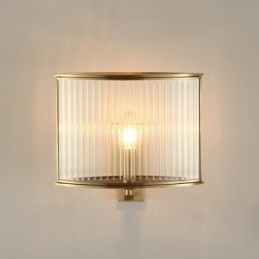 Lampă de perete luxoasă din alamă pură, retro, vintage, rustică, cu 1 lumină, cu abajur din sticlă