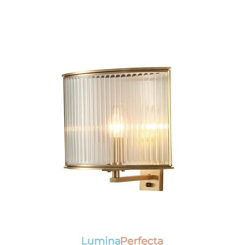 Lampă de perete luxoasă din alamă pură, retro, vintage, rustică, cu 1 lumină, cu abajur din sticlă