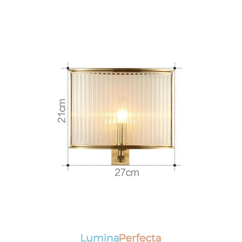 Lampă de perete luxoasă din alamă pură, retro, vintage, rustică, cu 1 lumină, cu abajur din sticlă