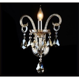 1 lumină potrivită cu culoarea coniac K9 Lumânare de cristal Aplice retro din sticlă
