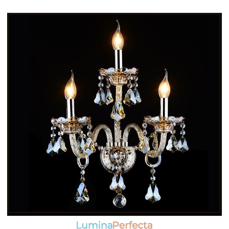 Cu 3 lumini asortate culoarea coniac K9 Lumanare de cristal Retro Sticla de perete