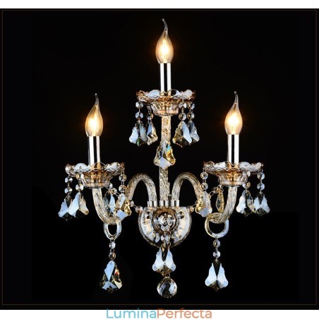 Cu 3 lumini asortate culoarea coniac K9 Lumanare de cristal Retro Sticla de perete Cu 3 lumini asortate culoarea coniac K9 Lumanare de cristal Retro Sticla de perete