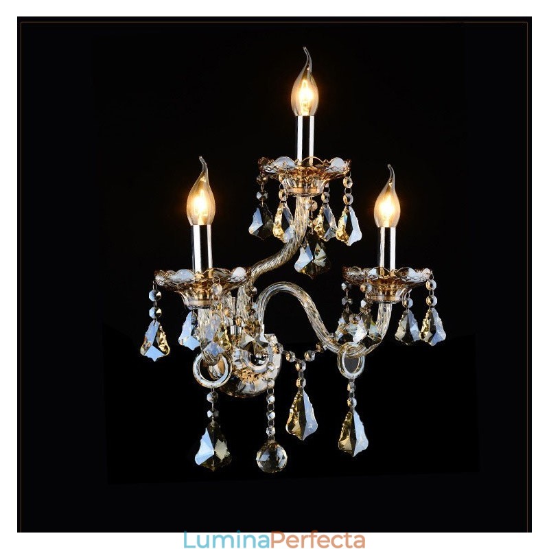 Cu 3 lumini asortate culoarea coniac K9 Lumanare de cristal Retro Sticla de perete