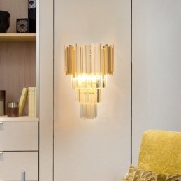 Aplic de perete din cristal K9 de lux postmodern asortat cu aur cu abajur de cristal