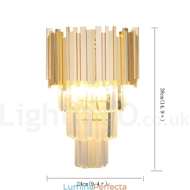 Aplic de perete din cristal K9 de lux postmodern asortat cu aur cu abajur de cristal