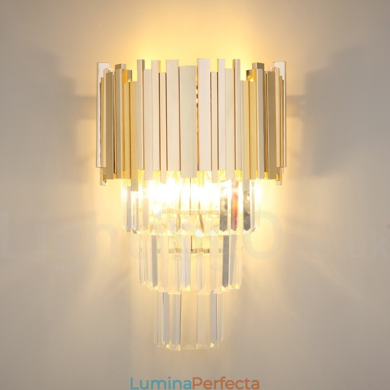 Aplic de perete din cristal K9 de lux postmodern asortat cu aur cu abajur de cristal