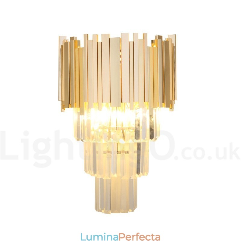 Aplic de perete din cristal K9 de lux postmodern asortat cu aur cu abajur de cristal