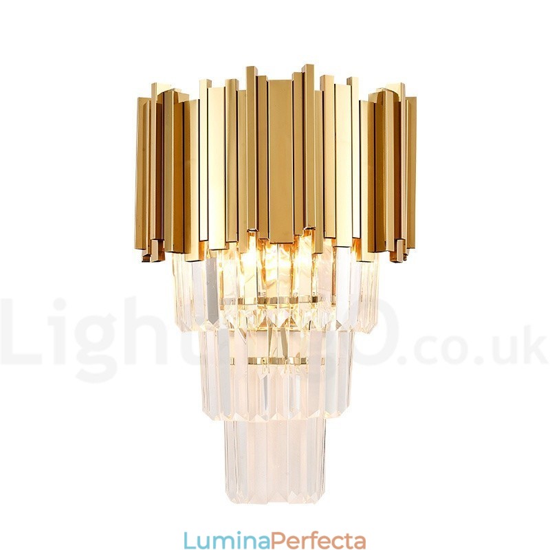 Aplic de perete din cristal K9 de lux postmodern asortat cu aur cu abajur de cristal