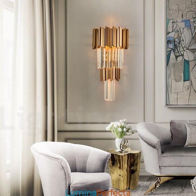 Lampă de perete modernă de lux K9 cu abajur de cristal