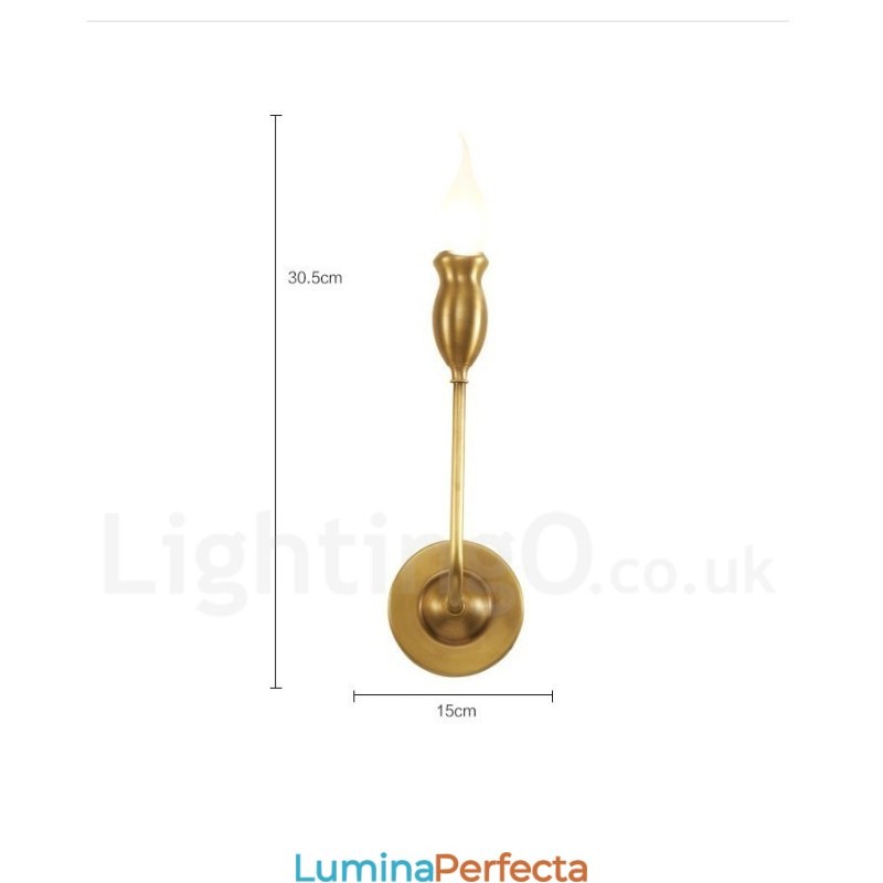 Alamă pură, de lux, rustic, retro, epocă, 1 lumină, lumânare, specială pentru dormitor de hotel, showroom, living, sufragerie