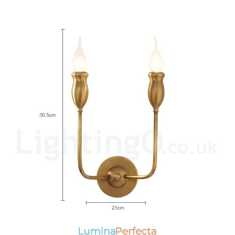 Alamă pură, de lux, rustic, retro, alamă, epocă, 2 lumini, lumânări, specială pentru hotel, birou, showroom, living, sufragerie