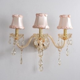 Lumină de perete retro din sticlă cu lumânare de cristal K9 auriu cu 3 lumini