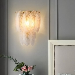 Aplice de perete din cristal cu pene nordice franțuzești Iluminat postmodern de lux Coridorul de perete de fundal pentru sufragerie ca lampa de perete cu panou de hotel