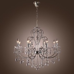Candelabru tradițional din metal cromat din cristal