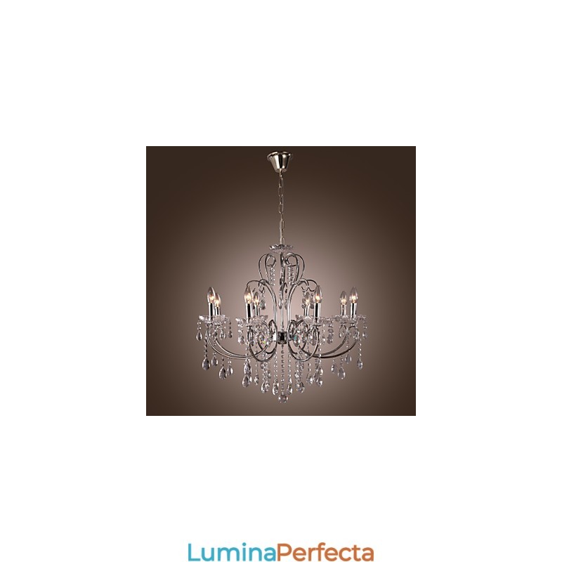 Candelabru tradițional din metal cromat din cristal