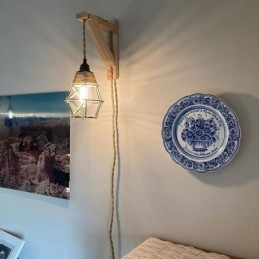 Aplică de perete cu frânghie de cânepă cu artă de fier