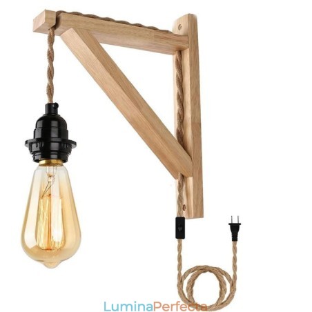 Aplic De Perete Din Lemn Masivul American Pastoral Retro Corda De Cânepă Aplică Cu ștecher Aplic De Perete Din Lemn Masivul American Pastoral Retro Corda De Cânepă Aplică Cu ștecher