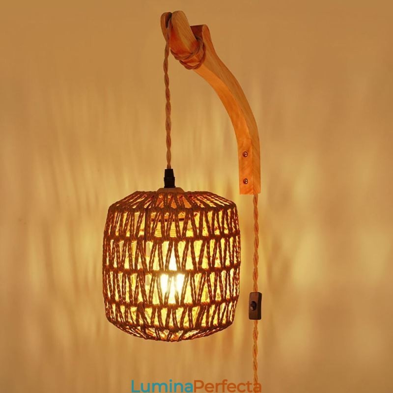 Applique de perete retro americane 3M frânghie de cânepă linie de suspendare frânghie de hârtie abajur țesut