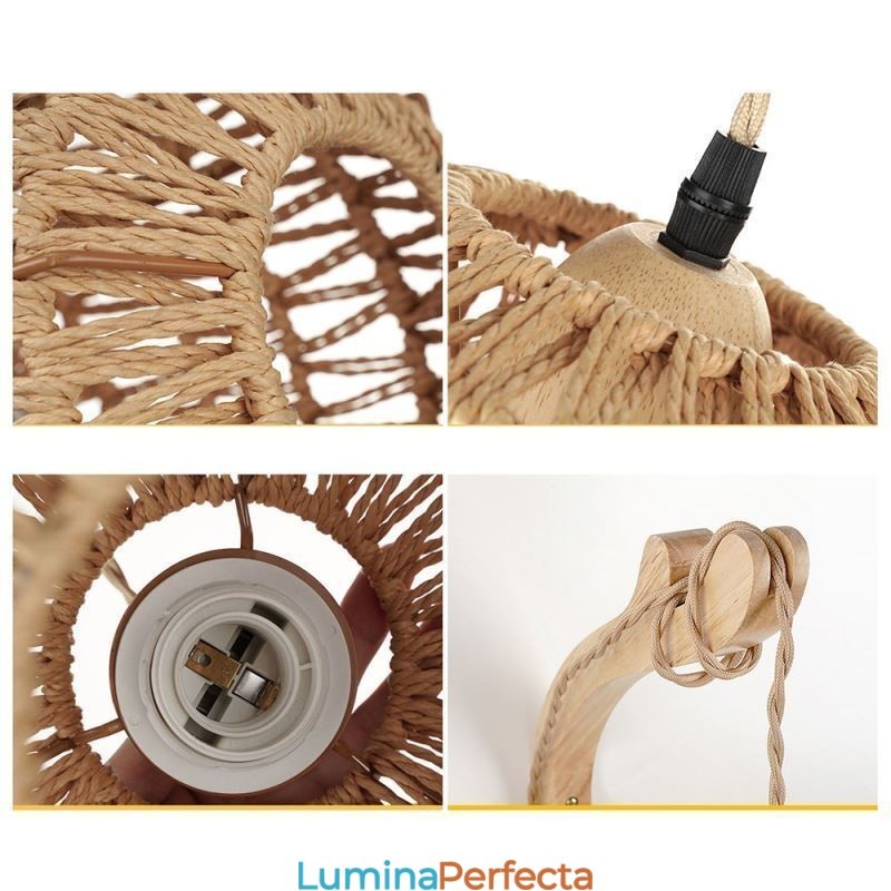 Applique de perete retro americane 3M frânghie de cânepă linie de suspendare frânghie de hârtie abajur țesut