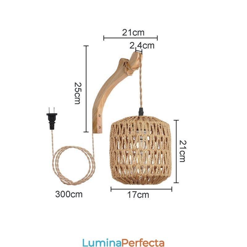Applique de perete retro americane 3M frânghie de cânepă linie de suspendare frânghie de hârtie abajur țesut