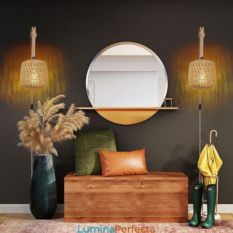 Applique de perete retro americane 3M frânghie de cânepă linie de suspendare frânghie de hârtie abajur țesut