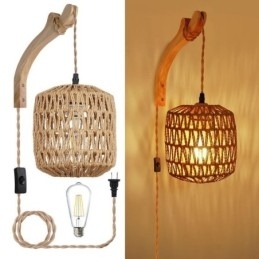 Applique de perete retro americane 3M frânghie de cânepă linie de suspendare frânghie de hârtie abajur țesut