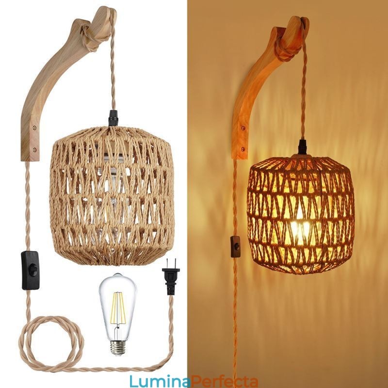 Applique de perete retro americane 3M frânghie de cânepă linie de suspendare frânghie de hârtie abajur țesut